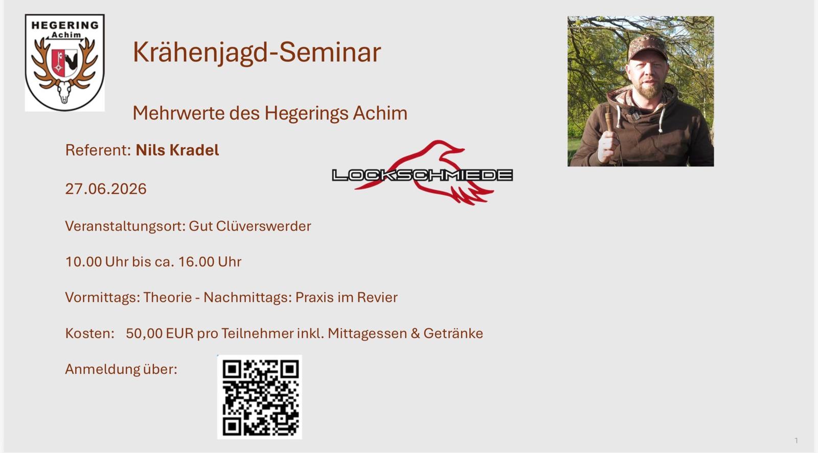 Krähenjagdseminar Hegering Achim @ Gut Clüverswerder | Achim | Niedersachsen | Deutschland
